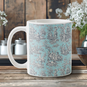 Mug Bébé bleu élégant vintage Toile de Jouy