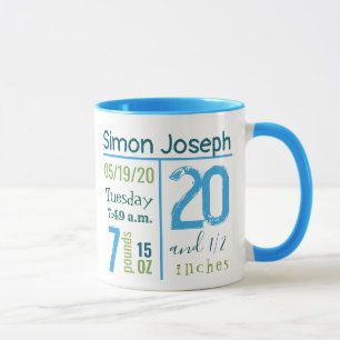 Mug Bébé coloré Boy Photo Birth Record Simple Moderne
