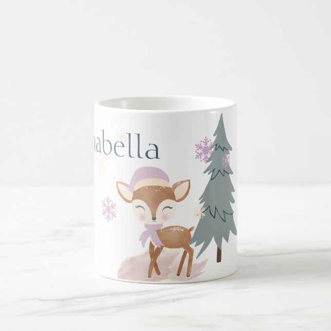 Mug Bébé d'hiver mignonne Cerf Femme Fawn (Centre)