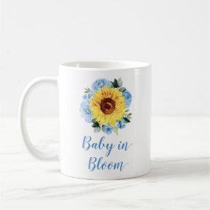 Mug Bébé En Fleur Tournesol Dusty Bleu Floral
