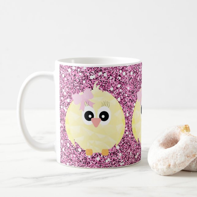 Mug Bébé Filles Fiches rose Parties scintillant (Avec donut)
