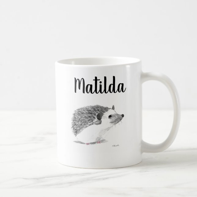 Mug Bébé hérisson mignon animal aquarelle noir (Droite)