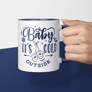 Mug Bébé Il Fait Froid Dehors Bleu Marine Noël De Fête