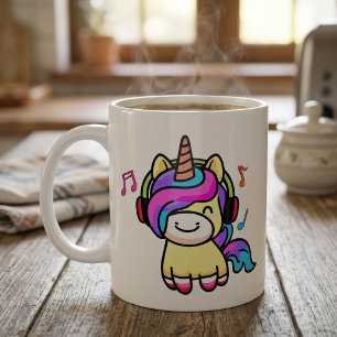 Mug Bébé licorne mignonne et heureuse Kawaii avec casq