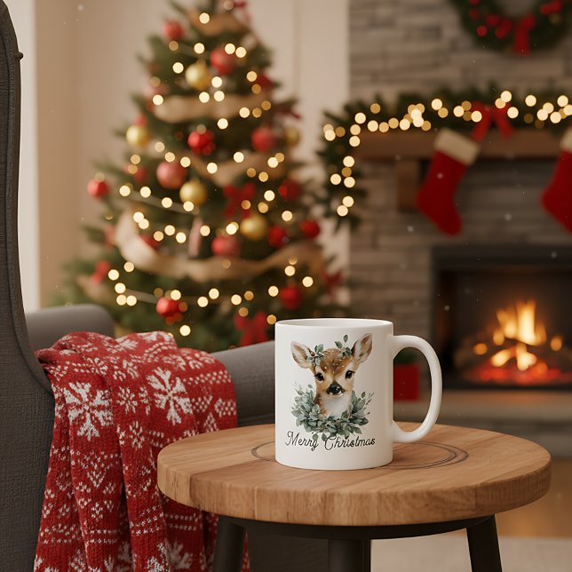 Mug Bébé mignon Cerf Joyeux Noël - Aquarelle Fawn (Créateur téléchargé)
