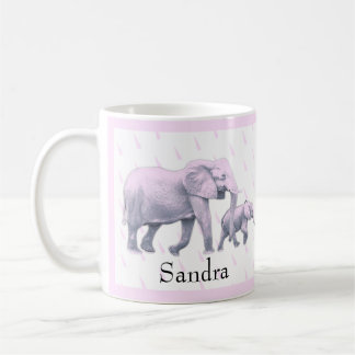 Mug Bébé mignon fille rose bleu Eléphants Baby shower