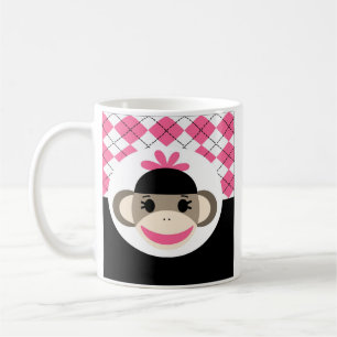 Mug Bébé mignon fille Sock Singe rose Jacquard noir