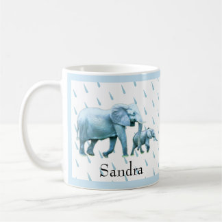 Mug Bébé mignon garçon bleu Eléphants Baby shower