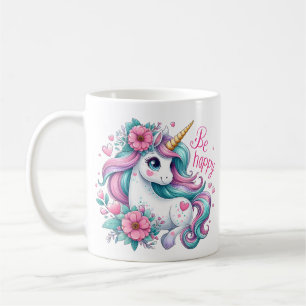 Mug Bébé mignon licorne avec fleurs pour femmes et fil