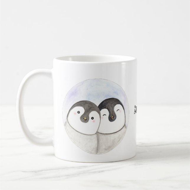 Mug Bébé mignon pingouins Nom personnalisé Pingouin ca (Gauche)