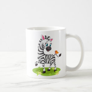 Mug Bébé Zèbre Dessin Jouer avec Papillon-23960