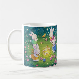 Mug Bébés de Pâques cachant des oeufs dans un jardin