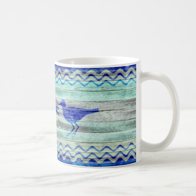 Mug Bécasseaux côtiers rustiques de décor de bleu (Droite)