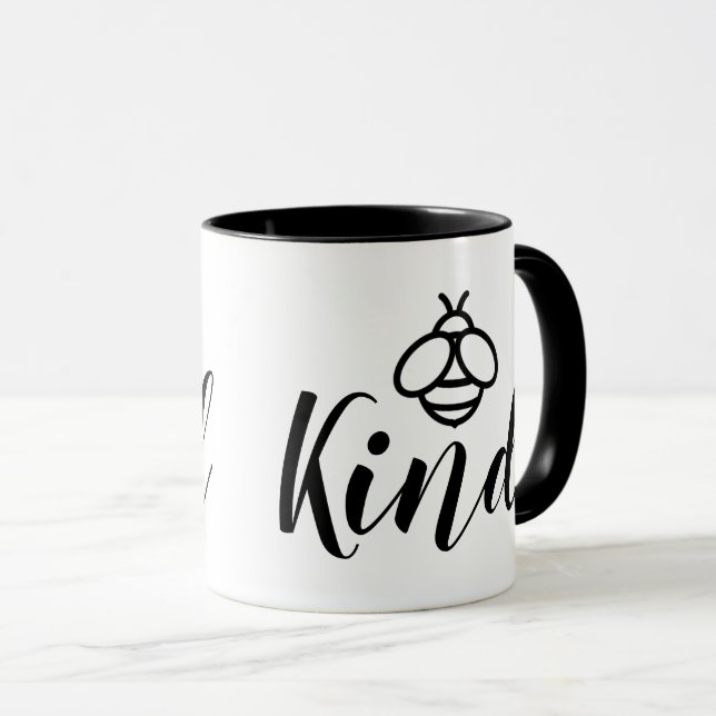 Mug Bee Kind élégante calligraphie jolie conception d' (Devant droit)