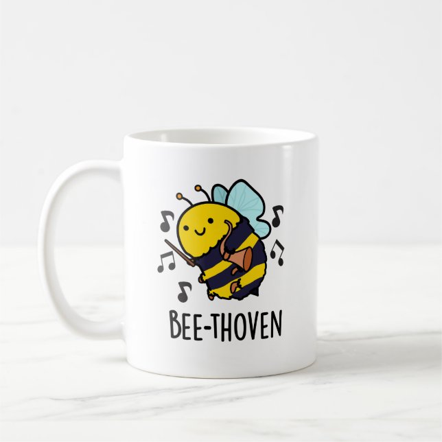 Mug Bee-thoven Funny Music Bee Pun (Gauche)