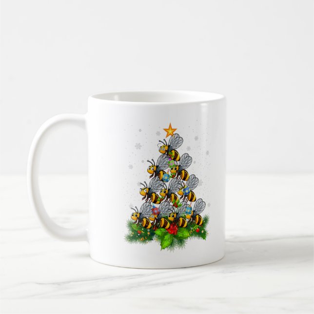 Mug Bee Tree Christmas Funny Bee Christmas Lover T-Shi (Gauche)