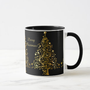 Mug Bel arbre de Noël métallique étoilé d'or
