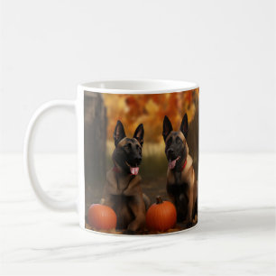 Mug Belge Malinoi Puppy Automne Citrouille de plaisir