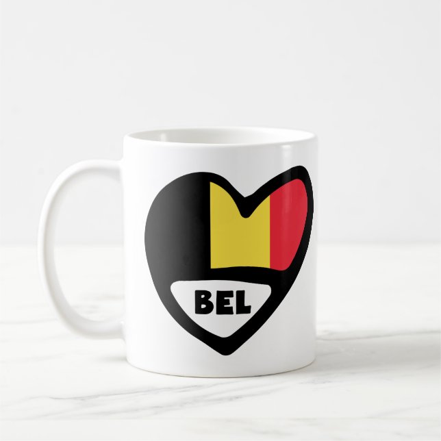 Mug Belgique Code Pays Drapeau Coeur BEL (Gauche)