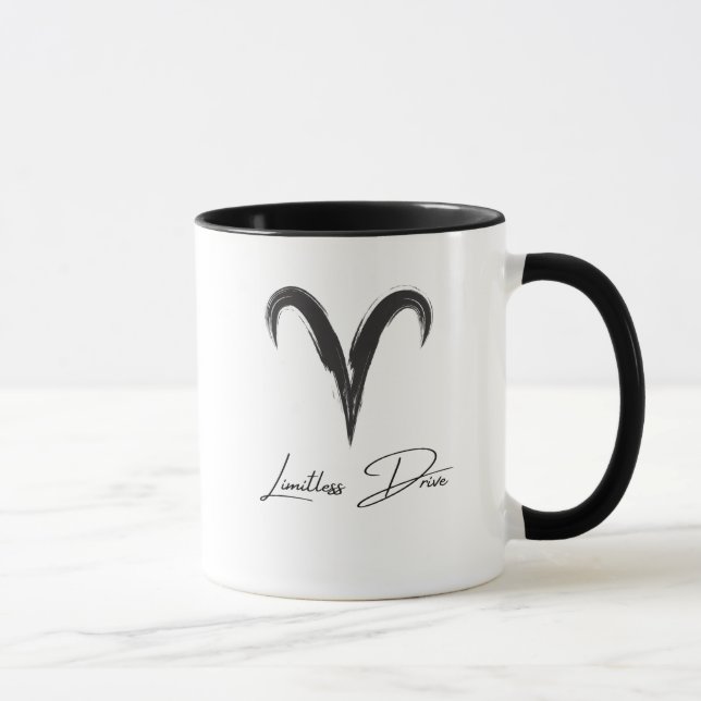 Mug Bélier 'Limitless Drive' Fierté du zodiaque Noir & (Droite)
