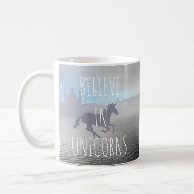 Mug Believe in Unicorns Whimsical Art (Gauche)