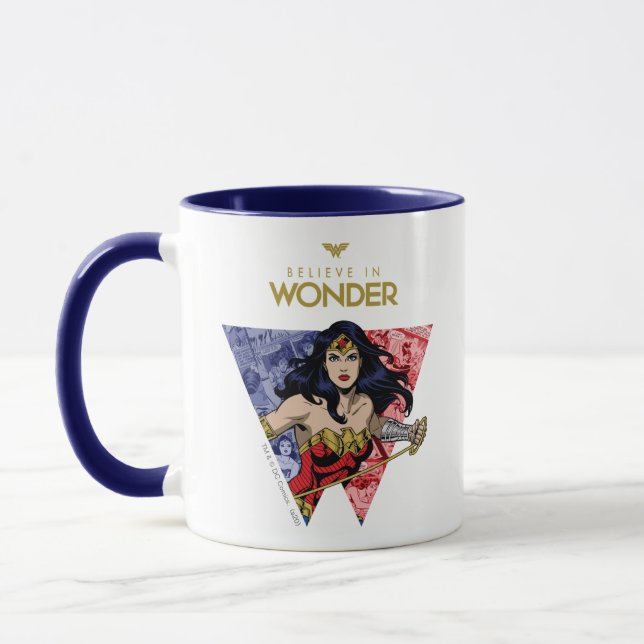 Mug "Believe In Wonder" Wonder Woman Lasso Comic Logo (Gauche)
