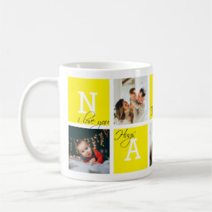 Mug Belle Appréciation Nanny 5 Photo Collage Jaune
