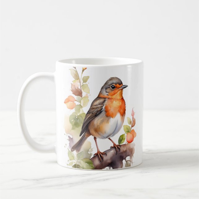 Mug Belle aquarelle américaine Robin Bird (Gauche)