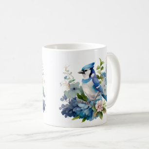 Mug Belle aquarelle bleu Jay envelopper
