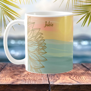 Mug Belle aquarelle coucher de soleil sur les eaux fle