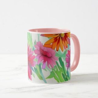 Mug Belle aquarelle fleurs rose personnalisent