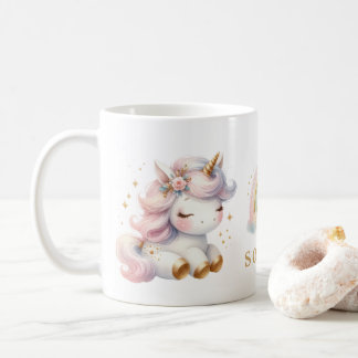 Mug Belle aquarelle florale licorne Anniversaire