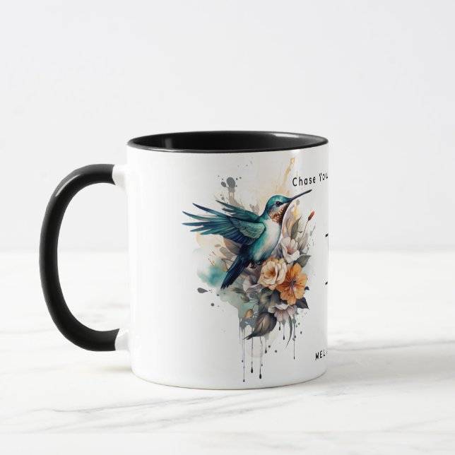 Mug Belle aquarelle Hummingbird Monogramme Nom (Gauche)