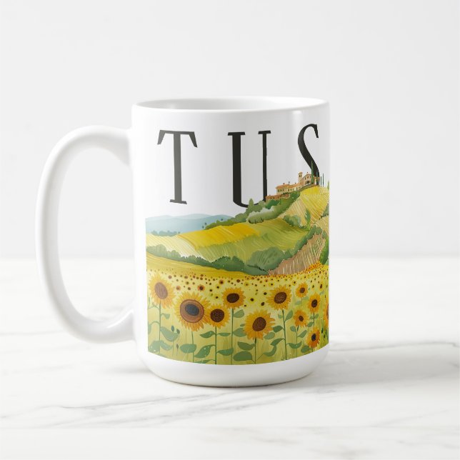 Mug Belle aquarelle Illustration de la Toscane Italie (Gauche)