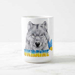 Mug Belle aquarelle loup et papillon d'Ukraine 