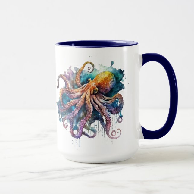 Mug Belle aquarelle pieuvre (Droite)