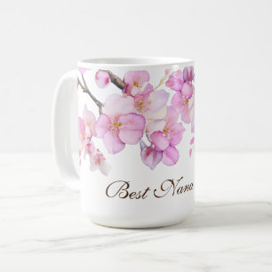 Mug Belle aquarelle rose fleurs de cerisiers Nana