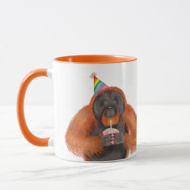 Mug Belle bougie d'anniversaire orangoutan personnalis (Gauche)