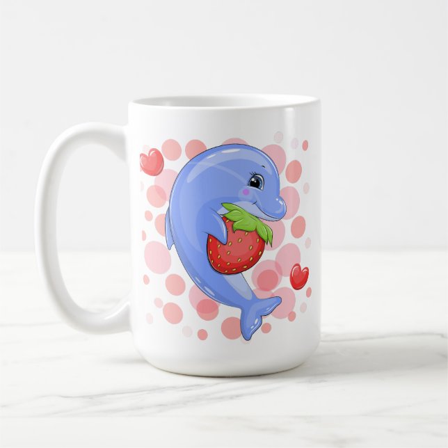 Mug Belle caricature dauphin et fraise (Gauche)