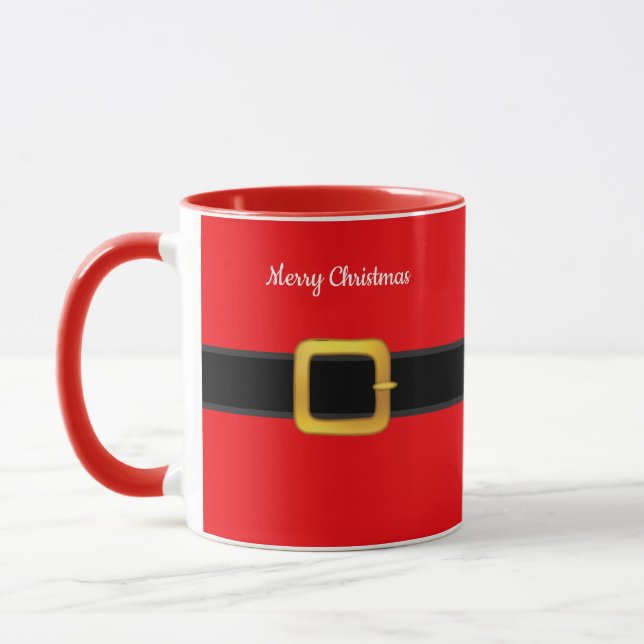 Mug Belle ceinture de Noël du Père Noël Cof à deux ton (Gauche)