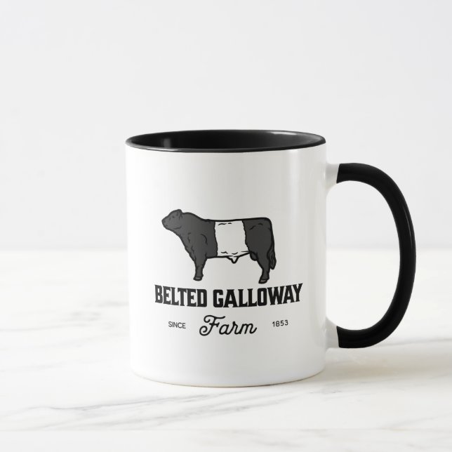 Mug Belle ceinture de Vache Galloway badge rond ou con (Droite)