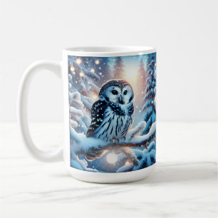 Mug Belle Chouette Noire Et Blanche En Hiver