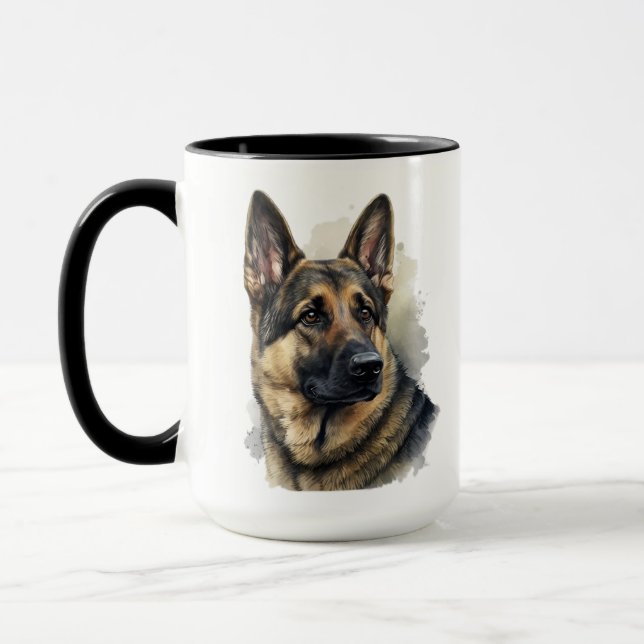 MUG BELLE COULEUR D'EAU ALLEMANDE FLEURS DE CHIENS SHE (Gauche)