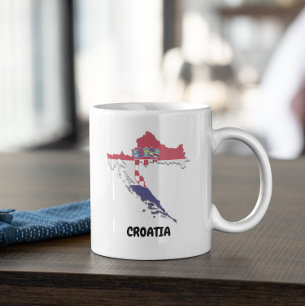 Mug Belle Croatie Carte Drapeau Coloré Vintage