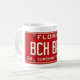Mug Belle de plage 1969 Plaque d'immatriculation rou