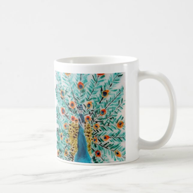Mug Belle émeraude vert turquoise Peacock (Droite)