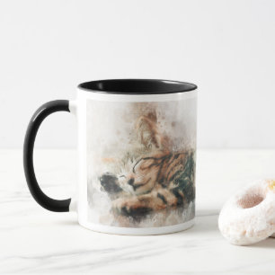 Mug Belle et mignonne chaton couchage aquarelle