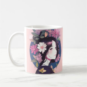 Mug Belle Fille d'Anime Couronnée de Fleurs