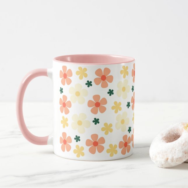 Mug Belle fleur Boug de café floral - Siroter dans l'é (Avec donut)
