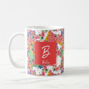 Mug Belle Fleur Rouge Timbre Fille Anniversaire